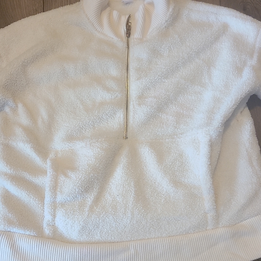 White Fleece Quarter-Zip Pullover